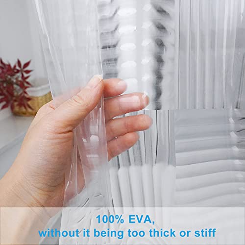 EurCross 72 x 84 inch Extra Long Clear Shower Curtain Liner with Geometric 3D Pattern, Heavy Duty EVA Plastic Waterpoof Curtains Liner for Bathroom,3 Bottom Magnets - color: Clear, size: 72"W x 84"L (Pack of 1)