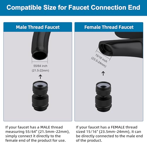 Hibbent Faucet Adapter Kit, Swivel Aerator Adapter to Connect Garden Hose - Multi-Thread Kitchen Sink Faucet to Garden Hose Adapter 3/4 Inch - Matte Black - color: Matte Black, style: Swivel Garden Hose Adapter