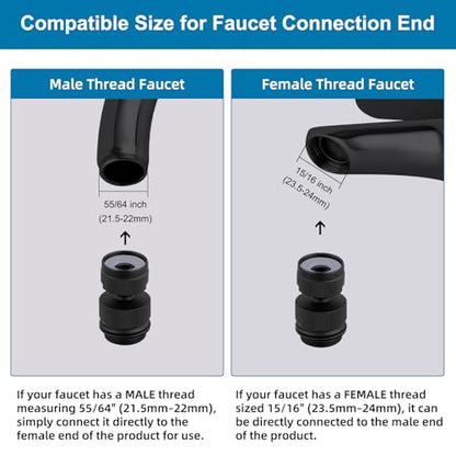 Hibbent Faucet Adapter Kit, Swivel Aerator Adapter to Connect Garden Hose - Multi-Thread Kitchen Sink Faucet to Garden Hose Adapter 3/4 Inch - Matte Black - color: Matte Black, style: Swivel Garden Hose Adapter