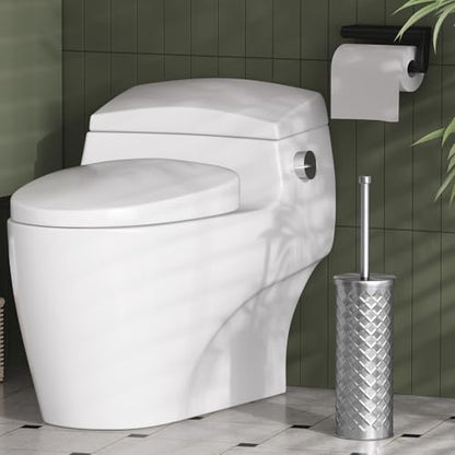 Toilet Bowl Brush and Holder Set 3 Pack with 6 Extra Brush Heads (Silver) | Extra Long Handle with Splash Guard Cover, Tool-Free Installation, Bathroom Space-Saving, Cleaner Sets for Apartments, RV - color: Silvery