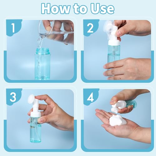 3 PCS Empty Foaming Pump Dispenser Facial Cleanser Foaming Bottle Small Mousse Foaming Soap Pump Container with Massage Clean Brush Head for Lash Cleanser Hand Soap Shampoo to Travel