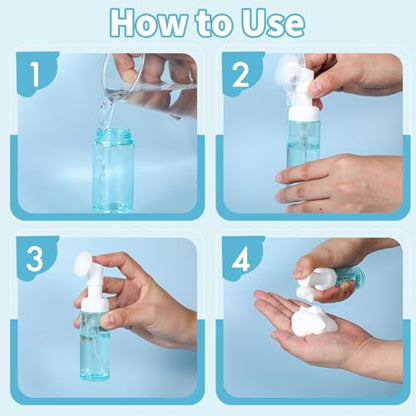 3 PCS Empty Foaming Pump Dispenser Facial Cleanser Foaming Bottle Small Mousse Foaming Soap Pump Container with Massage Clean Brush Head for Lash Cleanser Hand Soap Shampoo to Travel