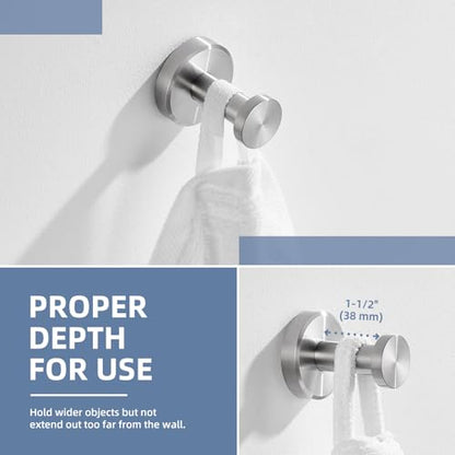 Angle Simple Bath Towel Hook Brushed Nickel, SUS304 Stainless Steel Bathroom Cabinet Closet Clothes Towel Holder, Bathrobe Hanger Wall Mounted - color: Brushed Nickel, size: 1 Pack