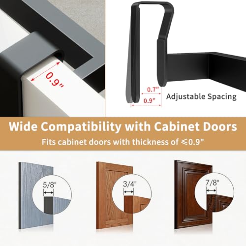STWWO Over The Door Towel Rack, Kitchen Towel Holder Stainless Steel | Towel Bar for Over Cabinet Cupboard Door Kitchen Hanger, 2 Pack (Black)