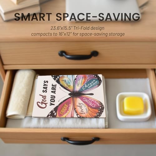 Butterfly Foldable Stone Bath Mat - Quick Dry Diatomaceous Earth Bath Mat with Non Slip Pad, Absorbent Stone Shower Mat for Bathroom, Butterfly Bathroom Decor, 23.6 x 15.5
