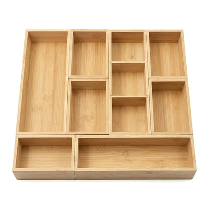 Bamboo Drawer Organizer,Fits Kitchens,Bathrooms,Desk,Utensil,Makeup,Removable Dividers (Natural, M) - size: M
