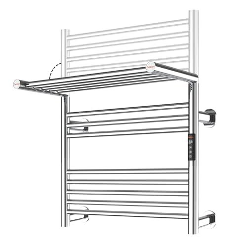 Heated Towel Rack Foldable Smart Dual-Zone APP No-Drill Chrome CA3 - color: Chrome, size: Ultra-13Bar H27.56 x W21.65