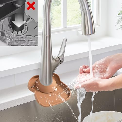 Silicone Faucet Mat for Kitchen Tap Compact Sink Splash Guard Protectors Behind Draining,Brown 2PCS - color: BrownX2