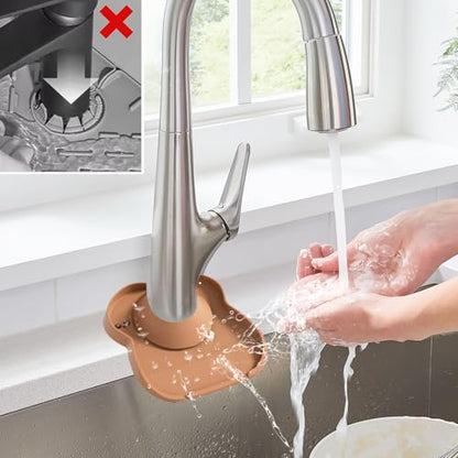 Silicone Faucet Mat for Kitchen Tap Compact Sink Splash Guard Protectors Behind Draining,Brown 2PCS - color: BrownX2