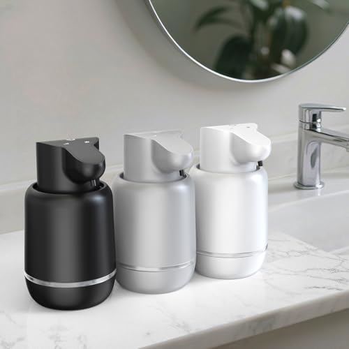 Automatic Soap Dispenser, Rechargeable & Touchless with 4 Adjustable Levels, 15oz/420ml, Waterproof, Wall Mountable for Kitchen, Bathroom, Hotel (Foam, Grey) - color: Gray, style: Foam
