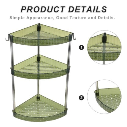 Triangle Corner Bathroom Shelf with 3-Tier Storage, Moisture Resistant Pet and Stainless Steel Material, User-Friendly Assembly, Minimalist Design for Bathroom and Washroom