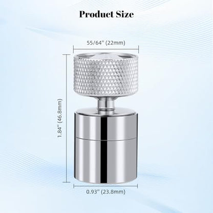 Hibbent Dual-function Solid Faucet Aerator, Big Angle Rotate Metal Kitchen Sink Aerator 360 Degree Swivel Sink Sprayer Attachment-55/64 Inch Female Thread-Chrome - color: Chrome, style: Classic Aerator with 1 Swivel Joint