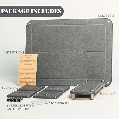 Stone Drying Mat for Kitchen Counter | Complete Set 6pc | Quick Dry Stone | Diatomaceous Earth Dish Drying Mat | Includes a Bathroom Counter Tray & 4 Coasters