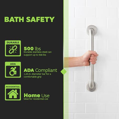 Homewerks 068 HW11424SS 24 inch Bathroom Grab Bar with 1-1/4 Inch Diameter and Concealed Screws ADA Compliant, Stainless Steel - color: 1.25 Inch Diameter, size: 24 Inch