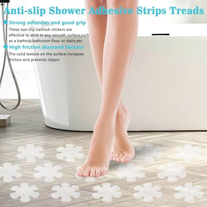 24Pcs Non Slip Bathtub Stickers Clear Safety Strips Bath Tub Stickers with Adhesive Decals Scraper Appliques Peel Prevent Slipping Grips Shower Floor Non Slip Stickers for Bath Tub Stairs Ladders