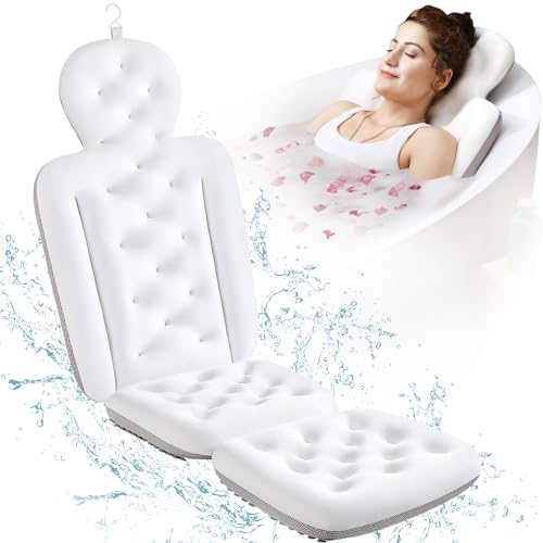 Full Body Bath Pillow for Bathtub, Thick Bathtub Cushion, Luxury Tub Pillow for Bath for Headrest Neck and Back Support White 51" x 16" - color: White, size: 51" X 16"