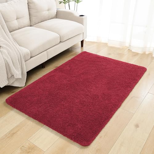 Red Bathroom Rugs 40"x60" – Oversized Plush Non-Slip Microfiber Bath Mat, Absorbent & Washable – Ideal for Large Bathrooms or Living Rooms - color: Red, size: 3'4" x 5' (Rectangular)
