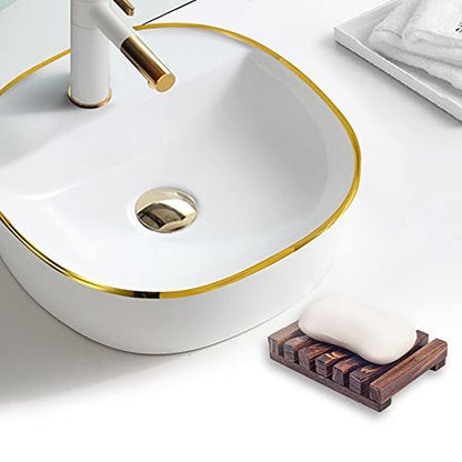 6 Pieces Wooden Soap Dish, Self Draining Soap Dish Holder Natural Drain Soap Saver, Soap Tray for Shower Used for Bathroom, Kitchen - color: Brown-6 Pcs