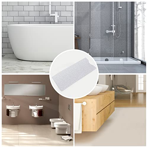 Bathtub Mat Non Slip Shower Mat Soft PVC Loofah Bath Tub Mats with Drain for Bathroom Tub 40 x 16 Inch (White) - color: White