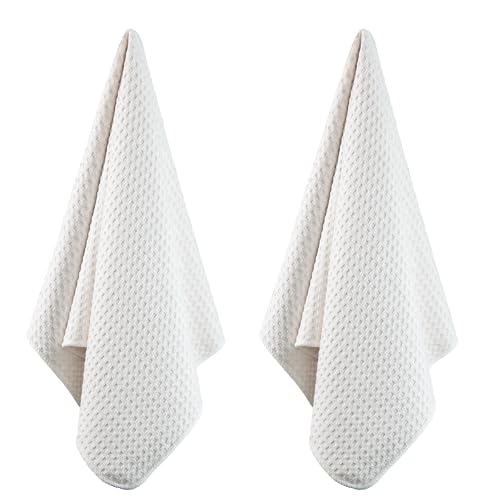 POLYTE Ultra Premium Microfiber Kitchen Dish Hand Towel Waffle Weave, 8 Pack (16x28 in, Off White) - color: Off White, size: 16x28 in