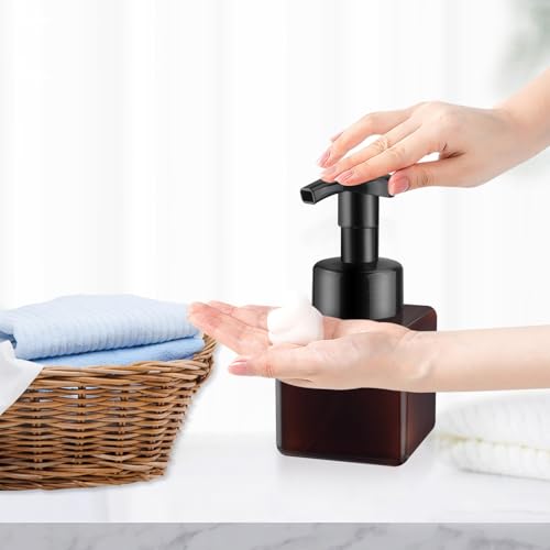 3 Pack Foaming Soap Dispenser Empty Plastic Foam Pump Bottle Refillable Foam Soap Bottle Dispenser for Shampoo Liquid Soap Face Wash (Brown, 250ml/8.3oz) - color: Brown, size: 250 ml