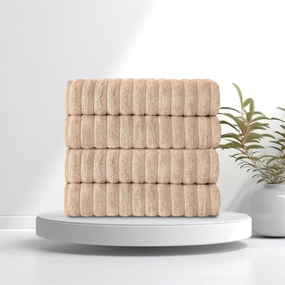 Classic Turkish Towels CTT Premium 4 Pack Bath Towels Set, Made with 100% Turkish Cotton, Spa & Hotel, Quick Drying Towels, Absorbent & Comfy | 27"x54" (Almond Beige) - color: Almond Beige, size: 4-Piece Bath Towel Set