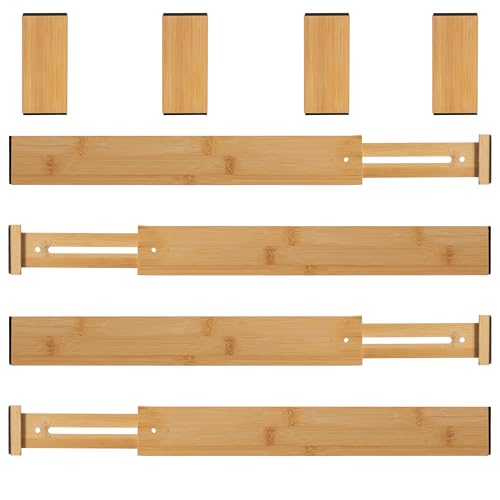Expandable & Adjustable Drawer Organizer with 4 Dividers & 4 Inserts Storage Solution for Home Office Dresser Desk Kitchen Bedroom Closet Separator for Socks Cutlery Clothes and Accessories - size: 8 Piece