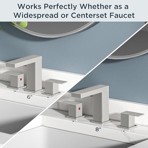FORIOUS 8 in Brushed Nickel Bathroom Faucet Waterfall 3 Holes, Commercial | Two Handle 3 Hole Bathroom Sink Faucet Brushed Nickel, Silver Waterfall Faucet for Bathroom Sink for Renovation and Upgrading - color: Stainless Steel, style: Transitional