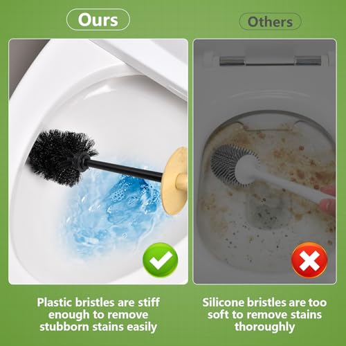 SUBEKYU Toilet Brush, Toilet Bowl Brush and Holder Set, Bathroom Toilet Bowl Cleaner for Deep Cleaning, Black - color: Black 1p