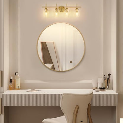 foucasal Bathroom Light Fixtures 4-Light Gold Bathroom Vanity Light | Win Glass Clear Shade, Modern Wall Lights for Bathroom Bedroom Hallway Living Room (Gold, 4-Light) - color: Gold & Clear E26, size: 4-light