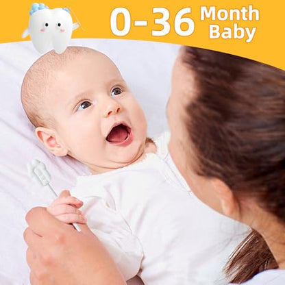 EASICUTI Upgrade Baby Tongue Cleaner, 52PCS Newborn Infant Toothbrush | Baby Essentials for Newborn, 2 Silicone Finger Toothbrush, Disposable Gauze Gum Cleaner Stick, Dental Care for Ages 0-2 Years - size: 1 Count (Pack of 52)