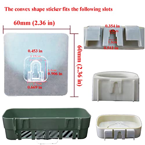 6 Pairs Wall Mounted Replacement Sticky Pads for Kitchen Bathroom Shower Caddy Organizer Rack Holder Nail Free Adhesive Hooks (6 Concave and 6 Convex) - color: Concave and Convex