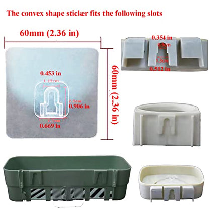 6 Pairs Wall Mounted Replacement Sticky Pads for Kitchen Bathroom Shower Caddy Organizer Rack Holder Nail Free Adhesive Hooks (6 Concave and 6 Convex) - color: Concave and Convex