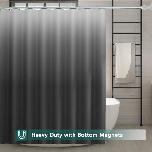 Shower Curtain Liner, 100% Waterproof Peva Shower Curtains with 3 Duty Heavy Bottom Magnets and 12 Rust Proof Grommets, 72x72 Weighted Shower Liner for Shower Stall, Bathtubs - color: Gradient Grey