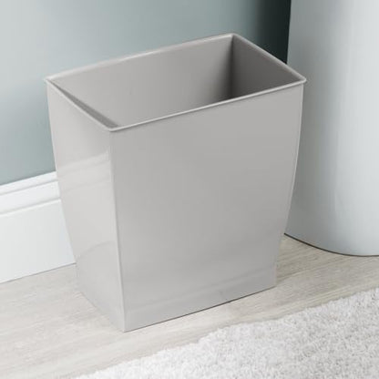 iDesign Small Plastic Bathroom Trash Can, Slim Rectangle, 2-Pack, Gray | Bedroom, Office, Dorm - color: Gray, style: Pack of 2