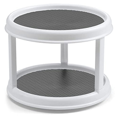 2 Tier 10" Turntable Lazy Susan Spice Organizer - Rotating Seasoning Rack for Pantry Cabinet Kitchen Countertop, Table Top Organizing - Multiuse Two Tier Rotating Organization Rack Spinner - size: 10 inch - 2 Tier - 1 Pack