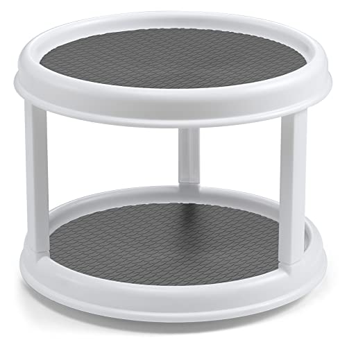 2 Pack, 2 Tier 10" Turntable Lazy Susan Spice Organizer - Rotating Seasoning Rack Spinner for Pantry Cabinet Kitchen Countertop, Table Top Organizing - Multiuse Two Tier Rotating Organization Rack - size: 10 inch - 2 Tier - 2 Pack