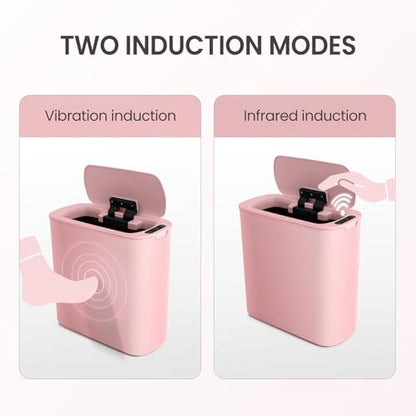 Cesun Automatic Small Bathroom Trash Can with Lid, 2.6 Gallon, Pink | Motion Sensor, Plastic, Touchless, Odor Control, Smart Garbage Can, Battery Operated, Manual Button, for Office/RV/Bedroom - color: Pink