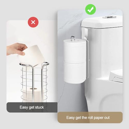 Over The Tank Toilet Paper Holder for 2 Roll Tissue 1pcs | Bathroom Toilet Paper Roll Holder Brushed Nickel,Self Adhesive Wall Mount,Stainless Steel Toilet Paper Holder Storage - color: I:hold 2 Rolls Tissue(1pcs,silver)