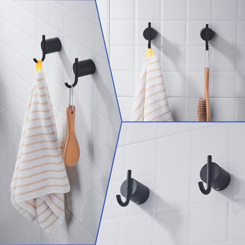 Matte Black Coat Hooks, Stainless Steel Hooks, Towel Hooks for Hanging Robes, Aprons, Coats and Hats in Bathrooms,Kitchens and Hotels,SW-96068-8MB-2. - color: Double Hook-Matte Black