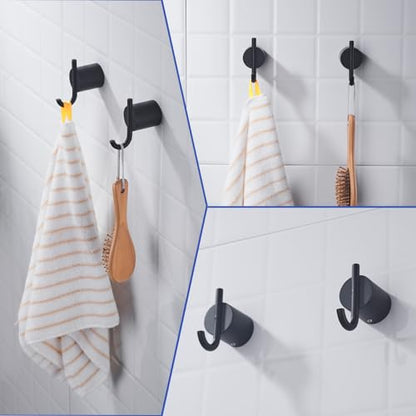 Matte Black Coat Hooks, Stainless Steel Hooks, Towel Hooks for Hanging Robes, Aprons, Coats and Hats in Bathrooms,Kitchens and Hotels,SW-96068-8MB-2. - color: Double Hook-Matte Black