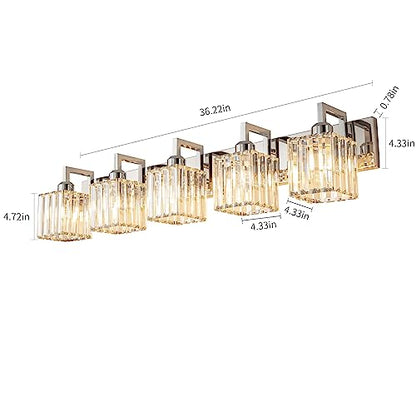 Modern Bathroom Vanity Light 5-Lights Chrome Crystal Wall Lamp Bathroom Modern Crystal Vanity Lighting - color: Chrome Crooked, size: 5-light