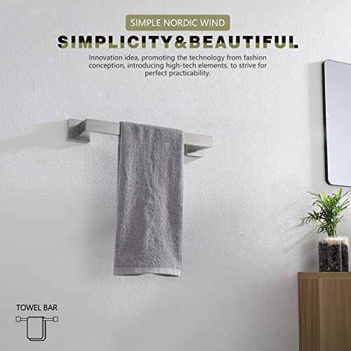 KOKOSIRI 12-Inch Single Towel Bar, Bathroom Kitchen Towel Holder, Wall Mounted SUS304 Stainless Steel Towel Rack, Brushed Nickel, B4003BR-L12 - color: Brushed Steel, size: 12-Inch