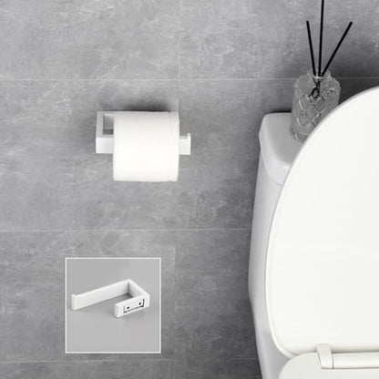 GERZWY Bathroom 2-Piece Accessory Set SUS 304 Stainless Steel Toilet Paper Holder Towel Ring Wall Mount, White - color: White