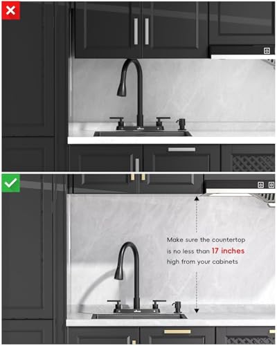 APPASO 4 Hole Kitchen Faucet with Pull Down Sprayer Matte Black 8'' Center | Black Kitchen Faucets with Soap Dispenser, High Arc Modern Sink Faucet for 3-4 Hole Standard Sinks, Lead-Free Certified - color: 1-Black