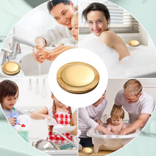 12 Pcs Round Bamboo Soap Dishes Self Draining Wooden Soap Holder Bar Soap Tray for Bathroom Kitchen Shower Sink