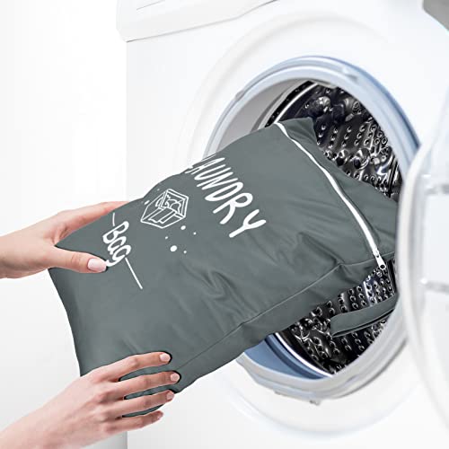 2 Pcs Travel Laundry Bag Waterproof Wet Dry Bag Washable Dirty Clothes Bathing Suit Workout - color: Black+Grey