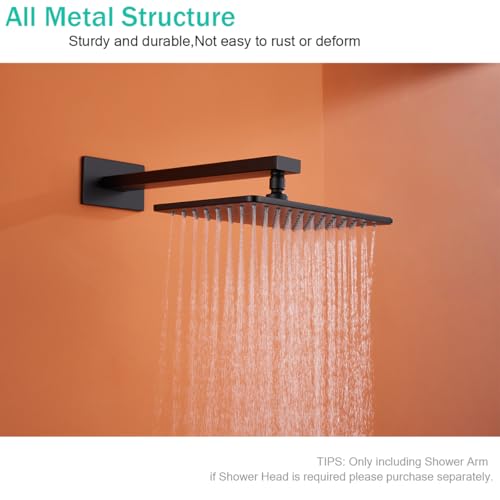 16 Inch Shower Arm With Flange, Wall-Mounted Rain Shower Head Extension Arms,Made of Thicken Stainless Steel for Bathroom Rainfall Shower,Matte Black,SE-91118-16MB - color: Matte Black(91118)