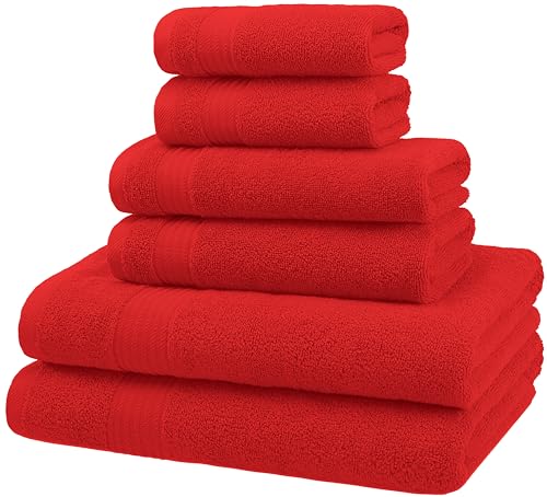 American Veteran Towel, 6 Piece Towel Set for Bathroom, 100% Cotton Turkish Bathroom Towels, 2 Bath Towels 2 Hand Towels 2 Washcloths, Red - color: Red, size: X Large 6 PC