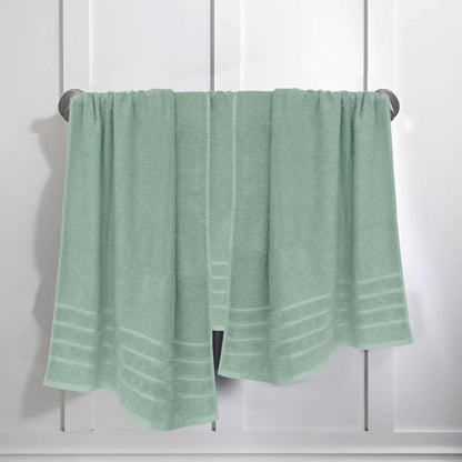 Feather & Stitch 100% Cotton 625 GSM Bath Towel Set of 6, Ultra Soft Highly Absorbent 2 Bath Towels, 2 Hand Towels & 2 Washcloth - Luxury Quick Dry Shower Towels (Granite Green) - color: Granite Green
